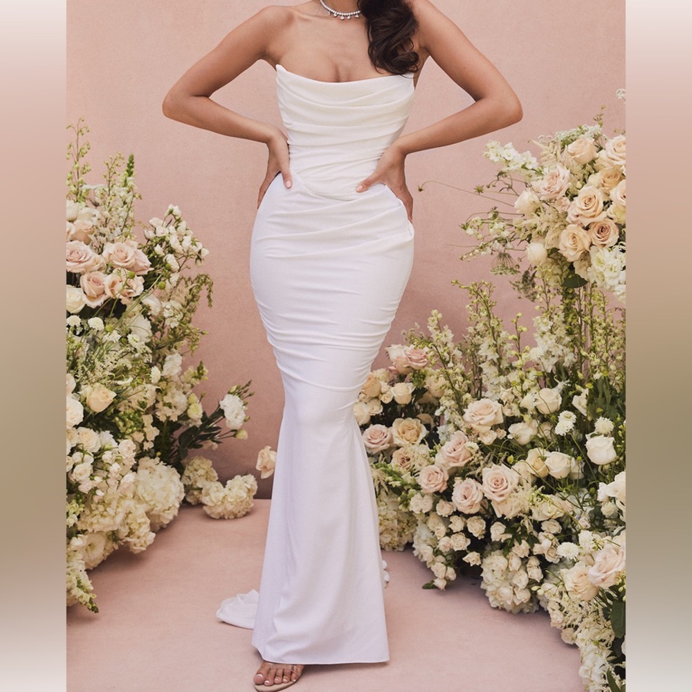HOUSE OF CB ESMEE DRAPED STRAPLESS BRIDAL GOWN